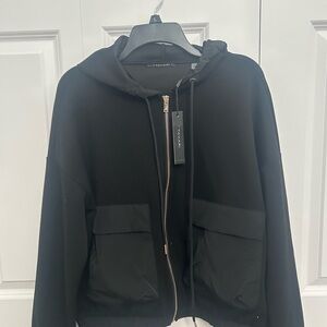 T Tahari Black Bomber Jacket